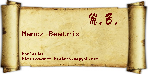Mancz Beatrix névjegykártya